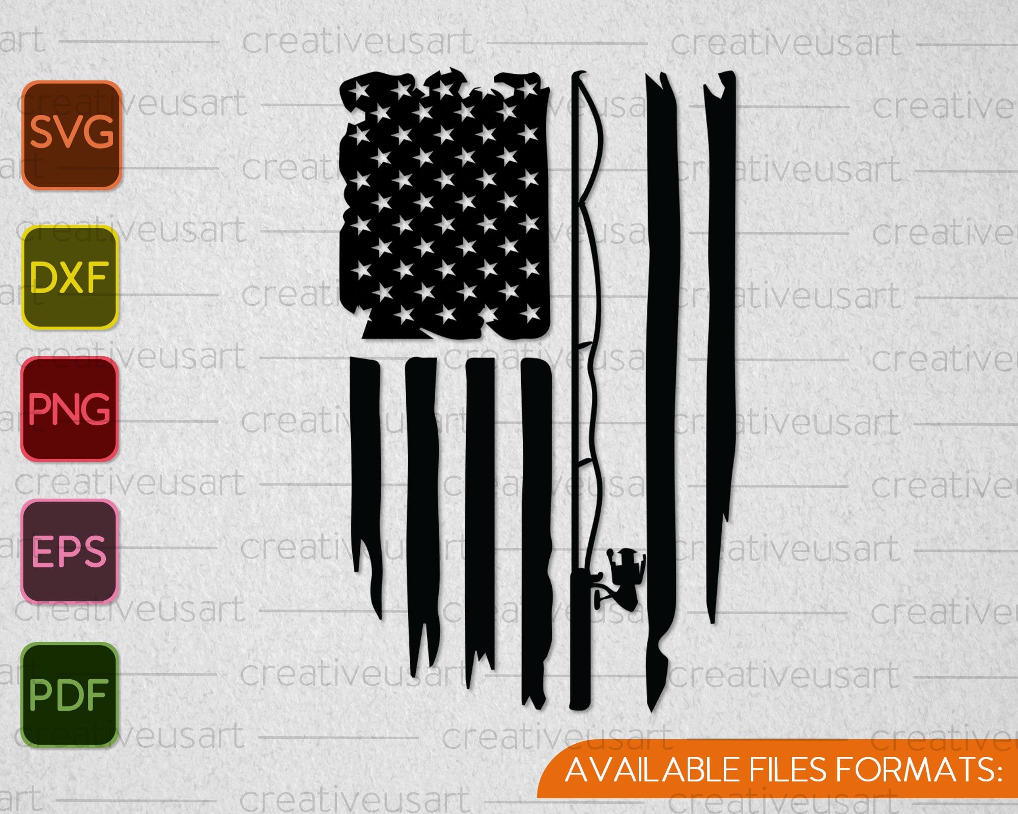 Fishing Distressed American Flag SVG PNG Files – creativeusarts