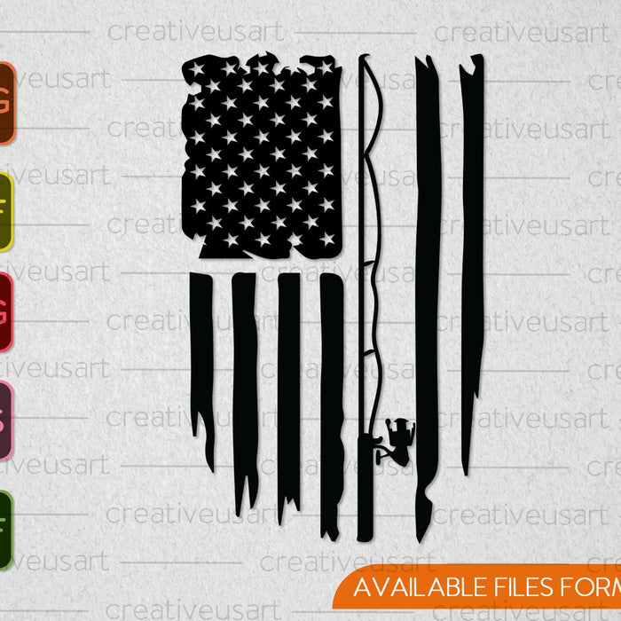Fishing Distressed American Flag SVG PNG Files – creativeusarts