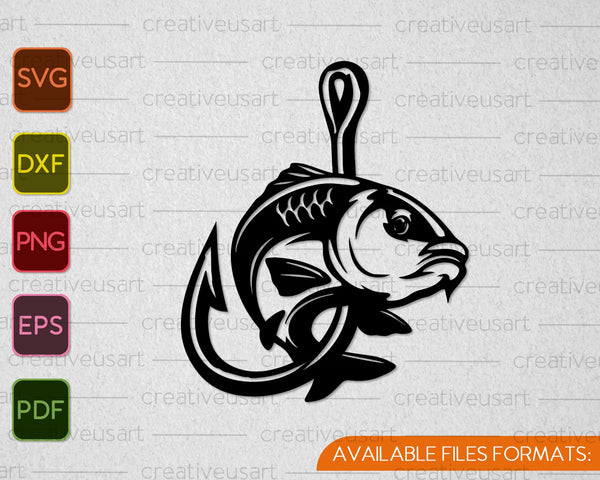 Pesca lubina pescado SVG PNG corte archivos imprimibles