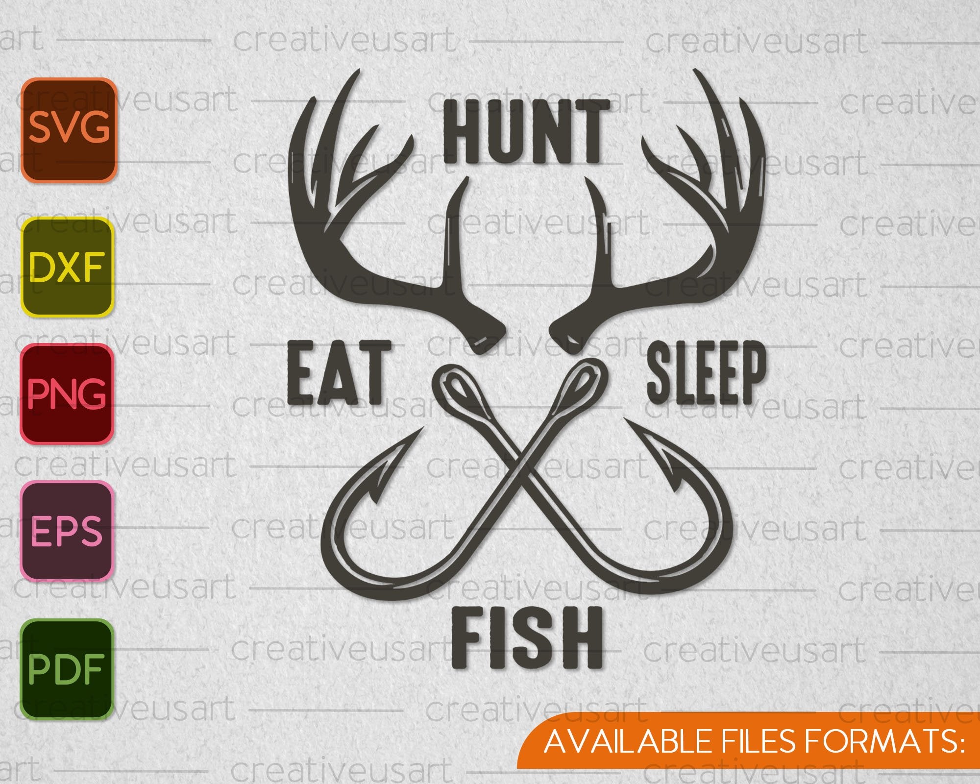 Duck Deer Fish Funny Hunting Fishing Outdoor T-Shirt Design Digital  Download File