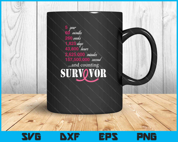 Five 5 Year Survivor Breast Cancer Shirt Awareness Gift 2020 SVG PNG Cutting Printable Files