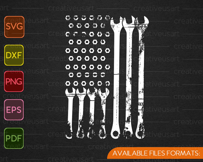 Flag USA Mechanic Wrenches for Women Men Tools America SVG PNG Cutting Printable Files