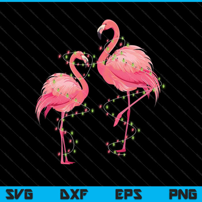 Flamingo Christmas Tree Santa Hat Xmas Light Merry Christmas SVG PNG Cutting Printable Files