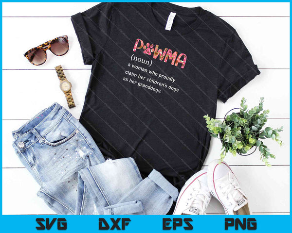 Floral Art Pawma Noun Definition Mama Grandma Dog Lovers SVG PNG Cutting Printable Files - on a t-shirt