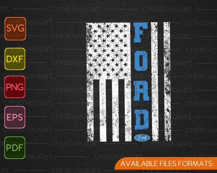 Ford American Flag Car Driving Fixing Racing & Collecting SVG PNG Printable Files