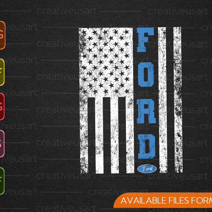 Ford American Flag Car Driving Fixing Racing & Collecting SVG PNG Printable Files