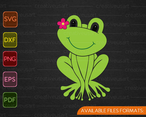 Frog with Flower SVG PNG Cutting Printable Files