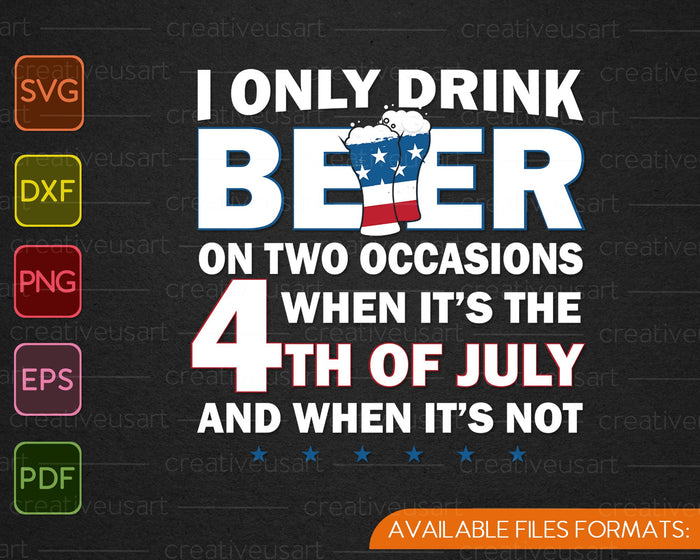 Divertida camisa de fiesta de cerveza del 4 de julio con bandera estadounidense SVG PNG cortando archivos imprimibles