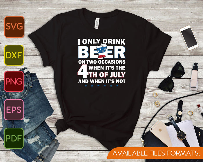 Divertida camisa de fiesta de cerveza del 4 de julio con bandera estadounidense SVG PNG cortando archivos imprimibles