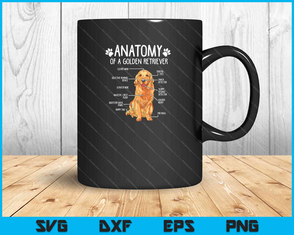 Anatomía divertida Golden Retriever Dog Lover Regalo SVG PNG Cortar archivos imprimibles