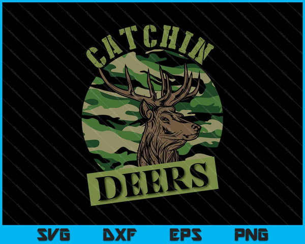 Funny Catchin' Deers SVG PNG Cutting Printable Files
