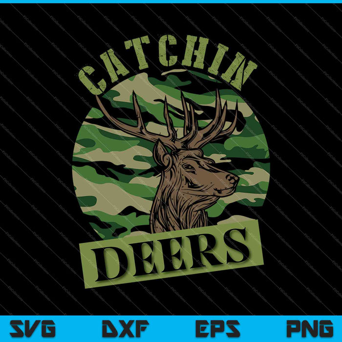 Funny Catchin' Deers SVG PNG Cutting Printable Files