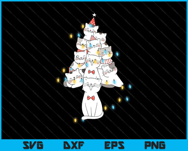 Gatos divertidos árbol de Navidad camiseta ornamento SVG PNG corte archivos imprimibles