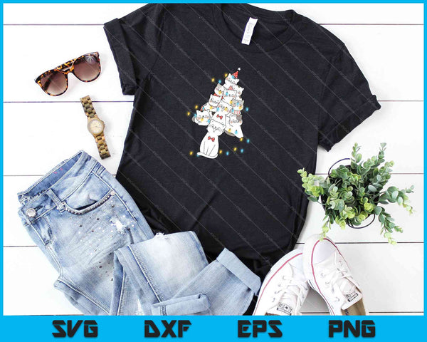 Funny Cats Christmas Tree Tee Ornament SVG PNG Cutting Printable Files - on a t-shirt
