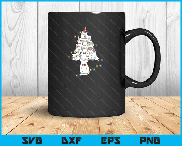 Gatos divertidos árbol de Navidad camiseta ornamento SVG PNG corte archivos imprimibles