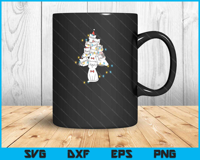 Funny Cats Christmas Tree Tee Ornament SVG PNG Cutting Printable Files