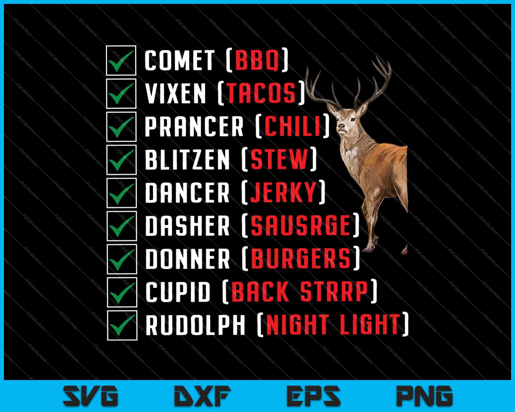 Funny Christmas Deer Hunting Santa Reindeer Men Hunter SVG PNG Files ...