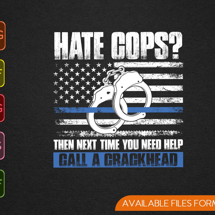 Cop saying thin blue line American flag police officer SVG PNG cut file for Cricut