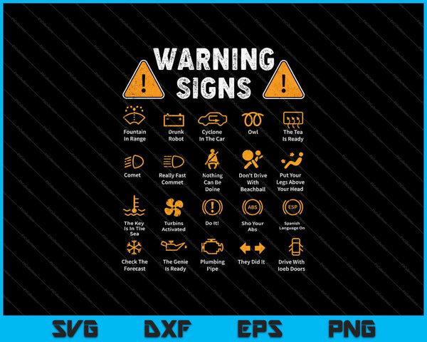 Funny Driving Warning Signs Auto Mechanic SVG PNG Cutting Printable Files