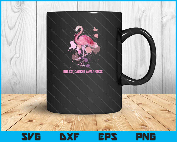 Funny Flamingo Hope Flower Lover Breast Cancer SVG PNG Cutting Printable Files