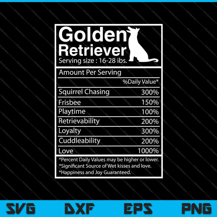 Funny Golden Retriever Facts Nutrition Retrieve Mom Dog SVG PNG Cutting Printable Files