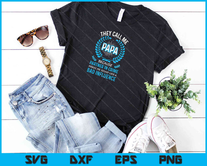 Funny Grandpa Gifts Shirts, Papa Partner In Crime SVG PNG Cutting Printable Files