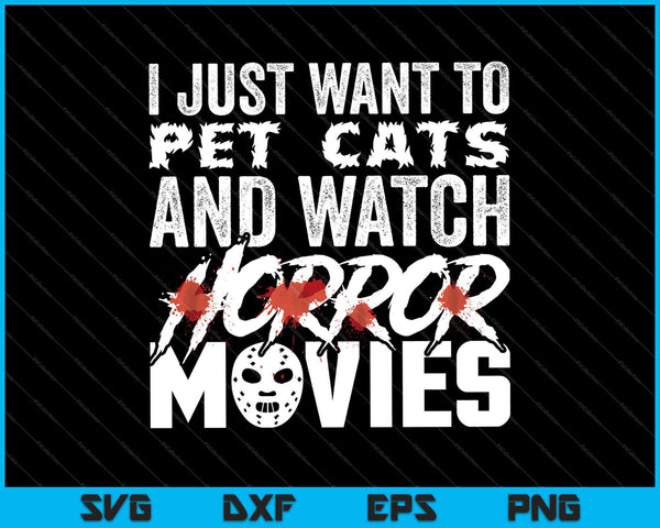 Divertido terror película fan Halloween gato amante regalo SVG PNG corte archivos imprimibles 