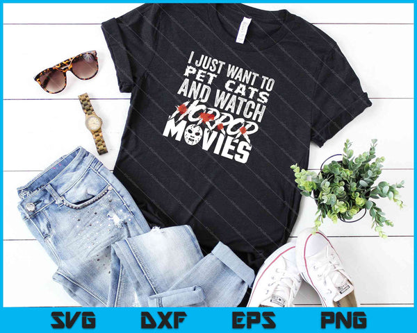 Divertido terror película fan Halloween gato amante regalo SVG PNG corte archivos imprimibles  - on a t-shirt