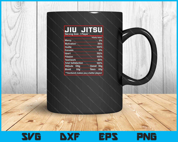 Datos nutricionales divertidos de Jiu Jitsu Bjj Fighter SVG PNG Cortando archivos imprimibles