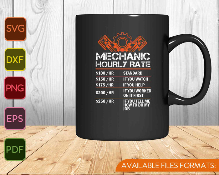 Funny Mechanic Hourly Rate Gift Shirt Design Labor Rates SVG PNG Cutting Printable Files
