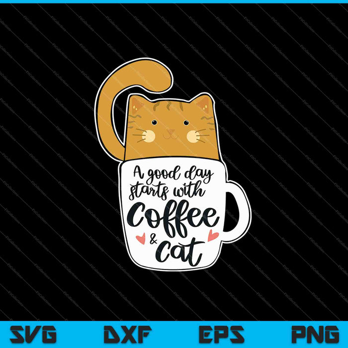 Funny Orange Coffee Cat SVG PNG Cutting Printable Files