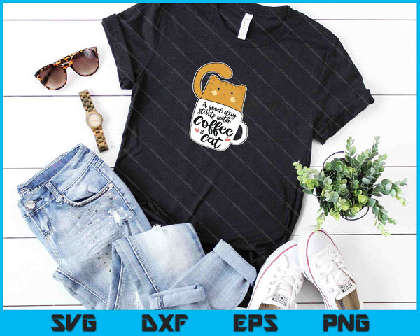 Orange coffee cat design on a t-shirt