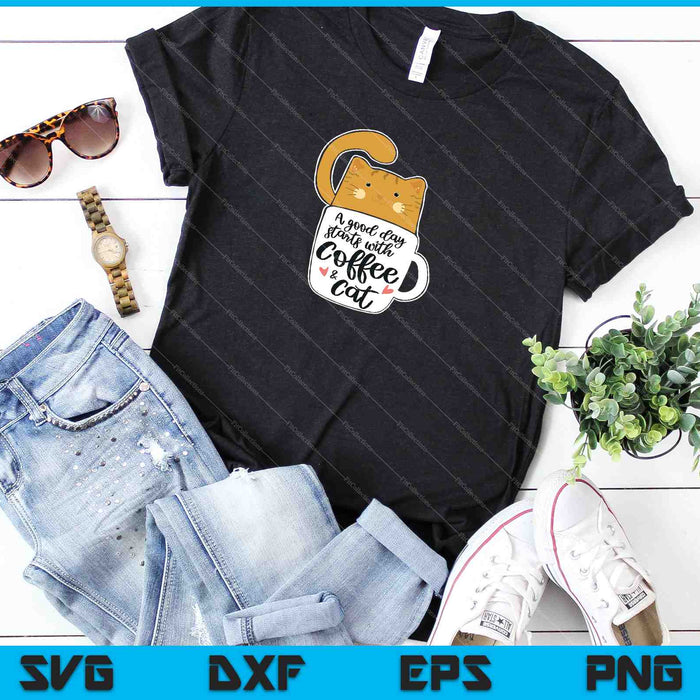 Orange coffee cat design on a t-shirt