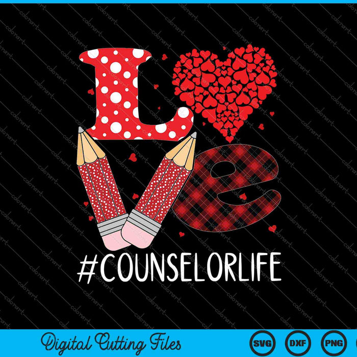 Funny Plaid Heart LOVE Counselor Valentine Day Christmas SVG PNG Cutting Printable Files