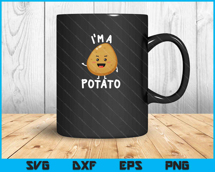 Grappige aardappel kostuum schattig Kawaii stijl glimlachend ik ben een aardappel SVG PNG snijden afdrukbare bestanden