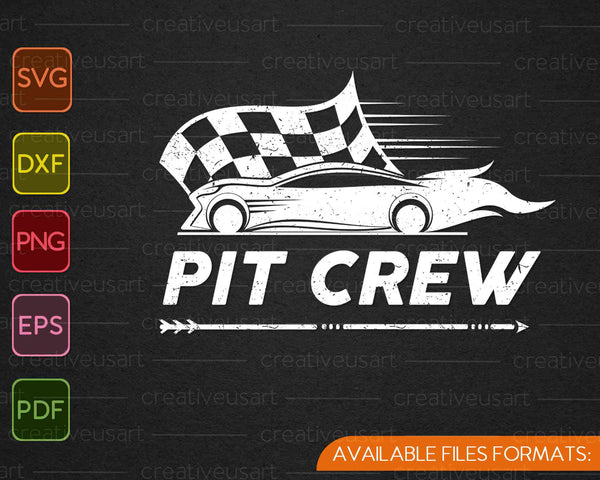 Grappige racebaan Pi t Crew Racing monteur auto partijen SVG PNG snijden afdrukbare bestanden