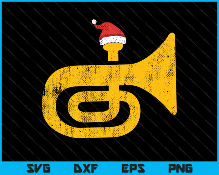 Funny Tuba Santa Hat Cute Christmas Gift  SVG PNG Cutting Printable Files