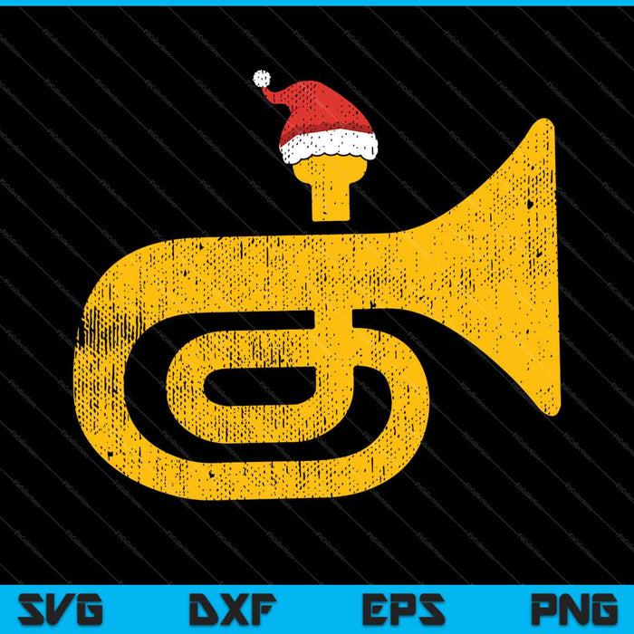 Divertido Tuba Santa Hat Lindo regalo de Navidad SVG PNG Cortar archivos imprimibles