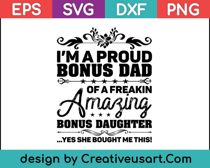 Bono papá camisa padres día regalo hijastra padrastro SVG PNG cortando archivos imprimibles