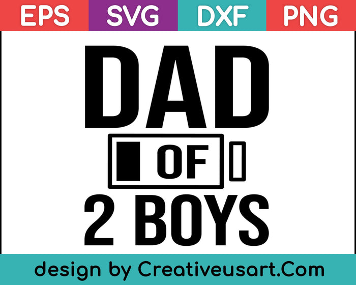 Papa van 2 jongens Shirt cadeau idee SVG PNG snijden afdrukbare bestanden