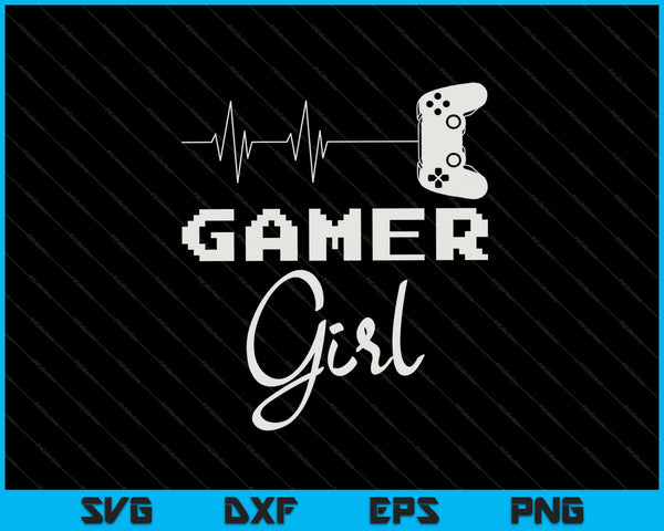 Gamer Girl Cute Heartbeat Gamer for Video Game Lovers SVG PNG Files