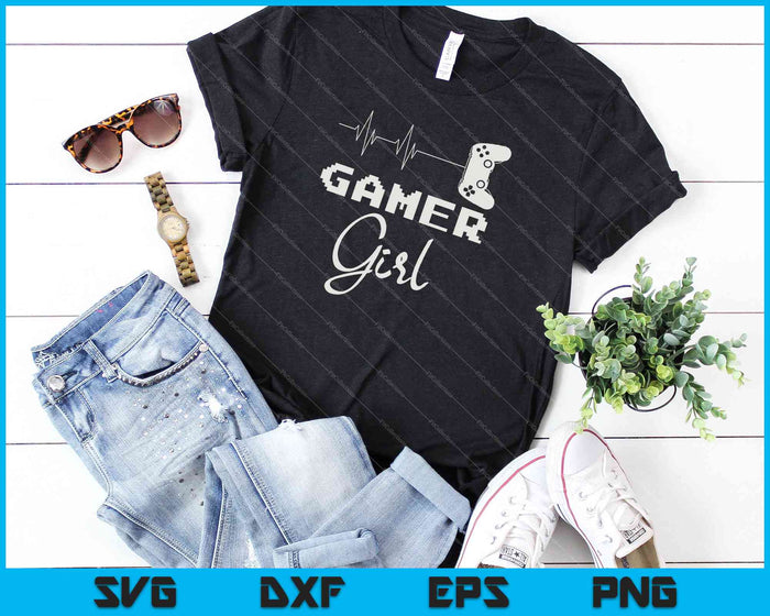 Gamer Girl Cute Heartbeat Gamer para amantes de los videojuegos SVG PNG Archivos