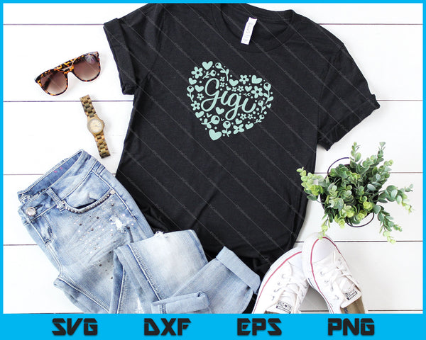 Gigi Heart Happy Mother's Day Love Mom SVG PNG Cutting Printable Files - on a t-shirt