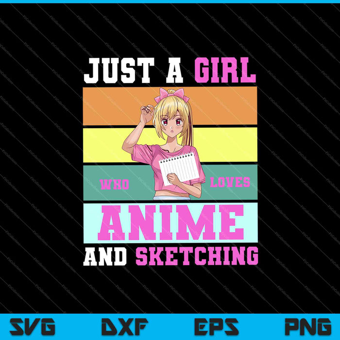 Meisje houdt van anime en schetsen Anime Merch Anime Lover SVG PNG snijden afdrukbare bestanden