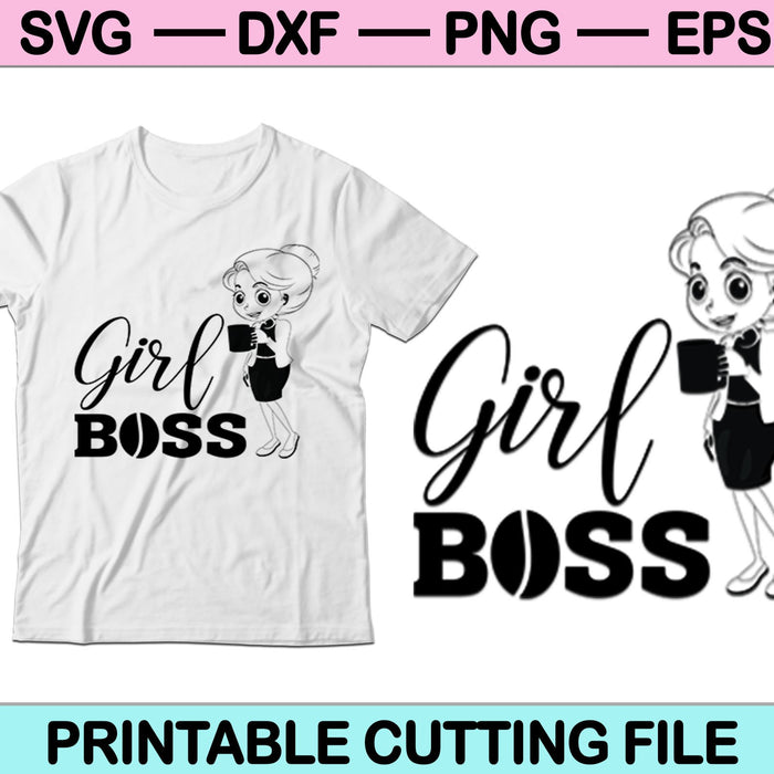 Girl Boss SVG-bestand of DXF-bestand Maak een sticker of tshirt ontwerp 