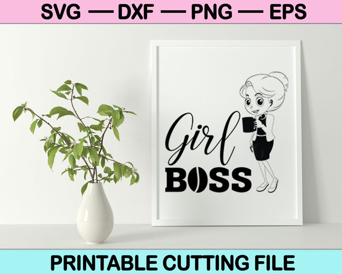 Girl Boss SVG-bestand of DXF-bestand Maak een sticker of tshirt ontwerp 