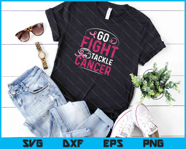 Go Fight Tackle Cancer Breast Cancer Awareness SVG PNG Cutting Printable Files - on a t-shirt