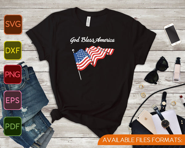 God Bless America SVG PNG Cutting Printable Files - on a t-shirt