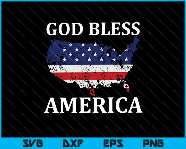 God zegene Amerika USA vlag 4 juli patriottische SVG PNG snijden afdrukbare bestanden