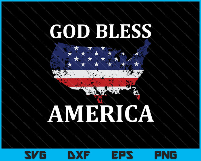 Dios bendiga a América Bandera de EE.UU. 4 de julio Patriótico SVG PNG Cortando archivos imprimibles